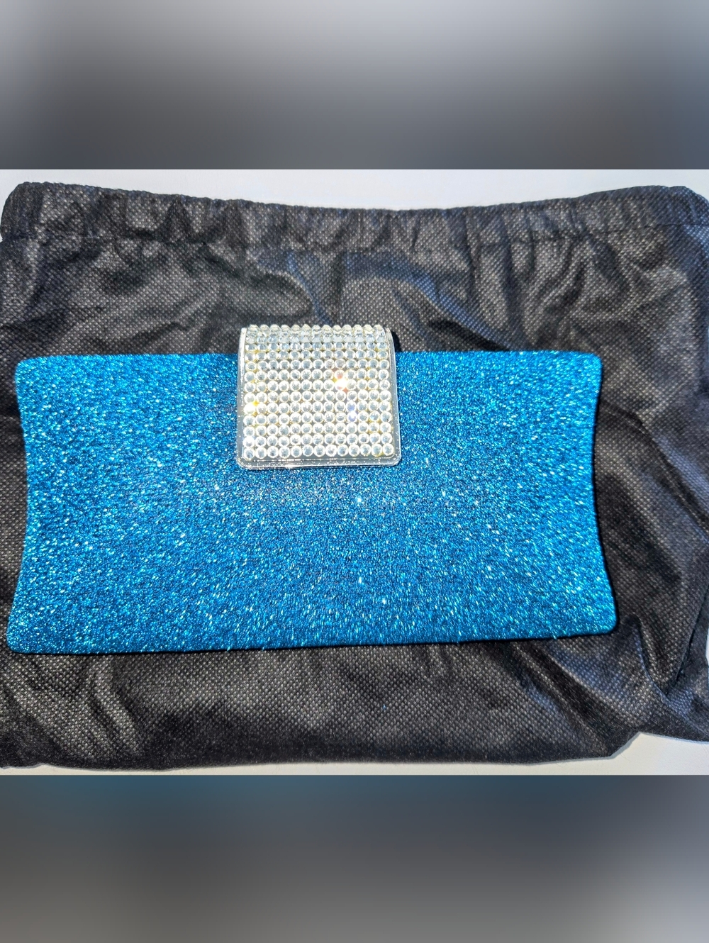 NWT Blue Sparkle Evening Clutch with Rhinestone Accent - Picture 1 of 8
